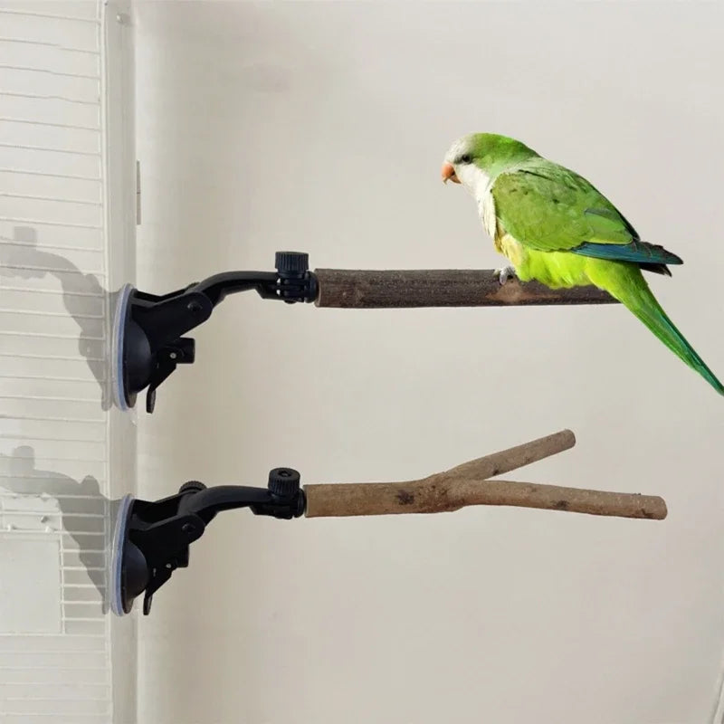 Parrot Perch Birdcage Accessories Perches Stand Wood Suction Cup Bird