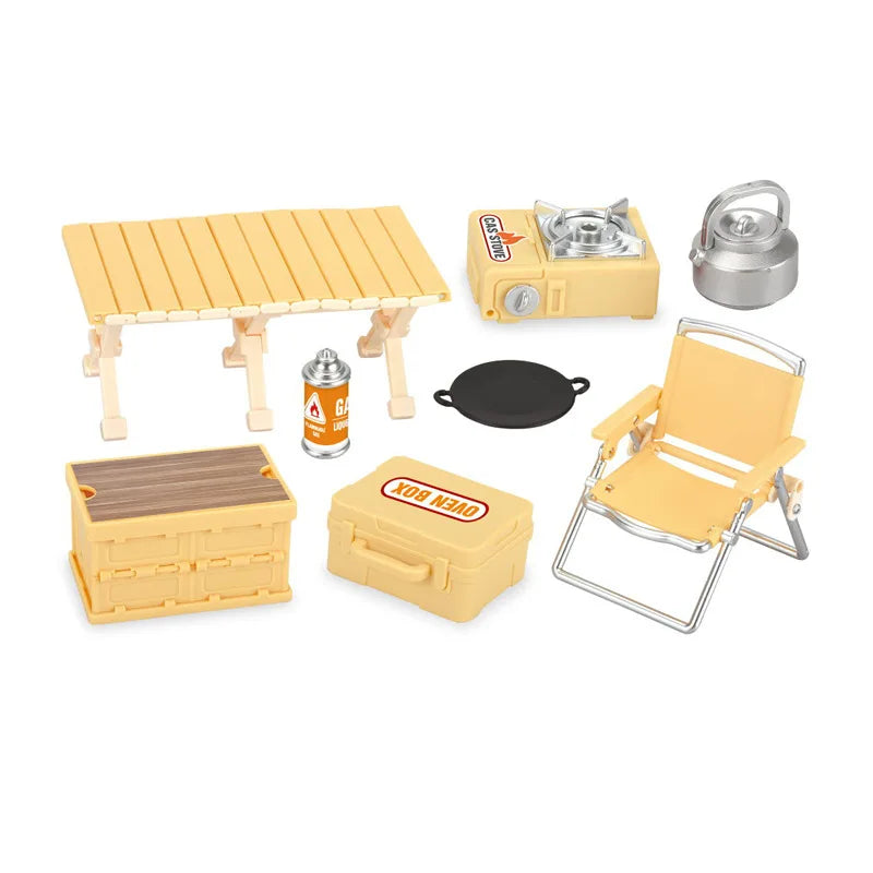 1 12 Miniature Simulation Outdoor Picnic Camping Scene Ornament Toy Zpaxo Yellow