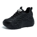 Black Leather Chunky Dad Sneakers Women Lace Up Design Round Toe Non Zpaxo 2857 Black 36 China Mainland
