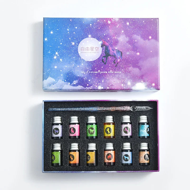 Starry Sky Crystal Glass Dip Pen Set – Stationery Gift