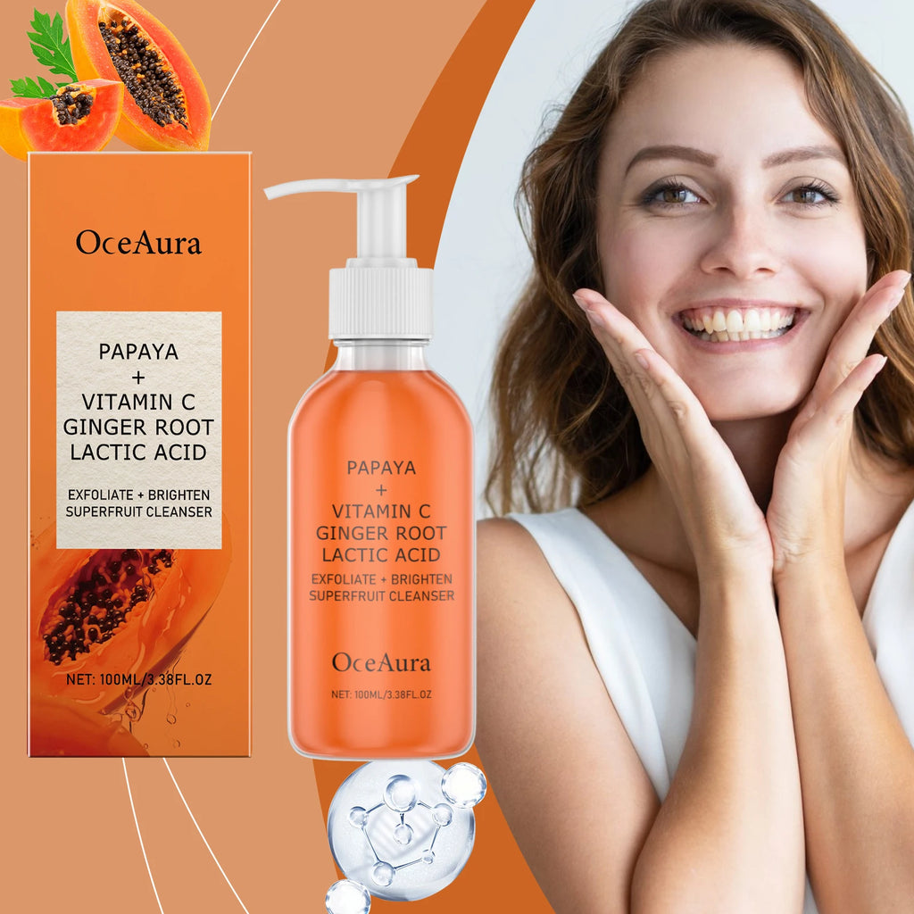 Exfoliating Papaya Cleanser Lotion Cleaning Reduce Facial Dirt Improve Rough Skin Relieve Dullness Brightening Facial Cleanser Zpaxo