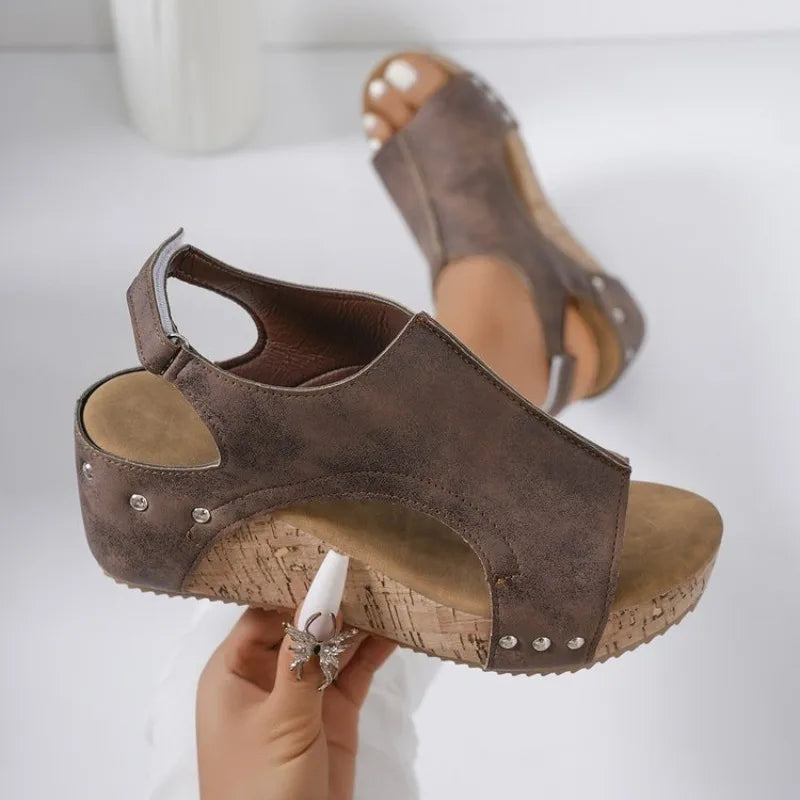Women Sandals 2026 New Summer Platform Wedges Sandals for Women Buckle Peep Toe Shoes Lightweight Beach Elegant Shoes for Women Zpaxo