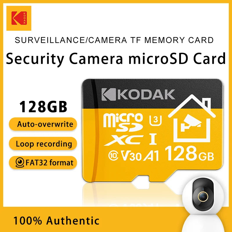 Kodak KI330 High Endurance Micro SD Card for Security Camera & Dash Cam 64G 128G 256G U3 V30 Memory Card Surveillance TF Card Zpaxo 128 GB