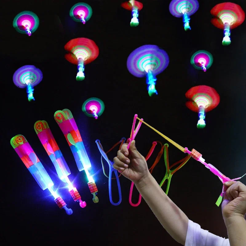 New 50/30/10/5/1Pc Amazing Light Toy Arrow Rocket Helicopter Flying LED Light Toys Party Fun Best Gifts Rubber Band Catapult Zpaxo