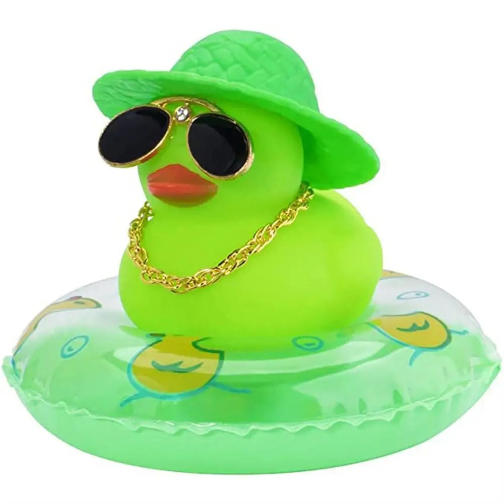 Hat Duck Car Decor Squeak Ducks Swim Ring Glasses Dashboard Bicycle Zpaxo Green