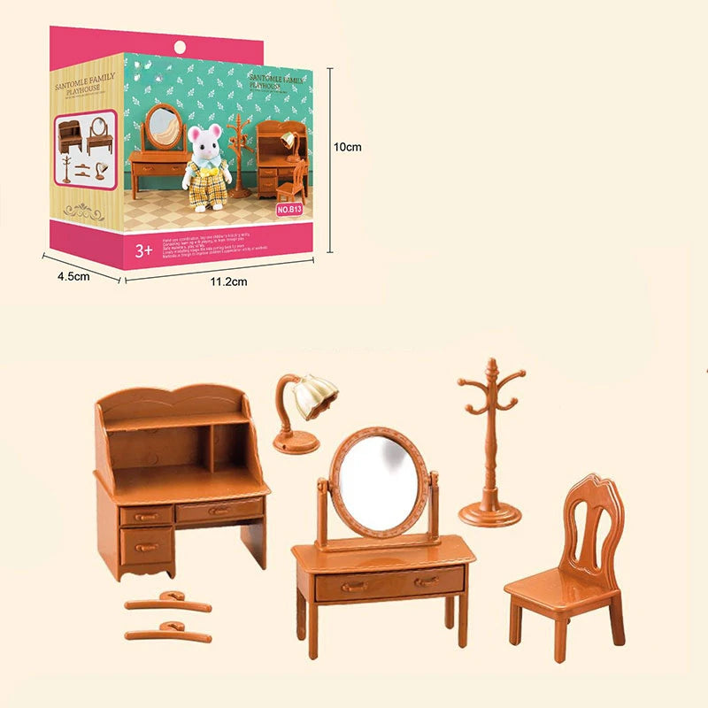 Dollhouse Furniture Bedroom Toy Simulation Forest Rabbit Family Doll Zpaxo B13