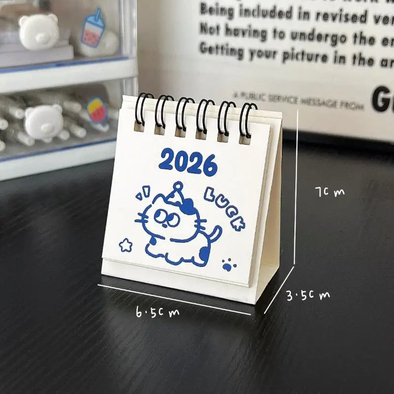 2026 Cute Mini Calendar Office Desktop Decoration Small Ornament Calendar Calendar Plan Book Zpaxo A6