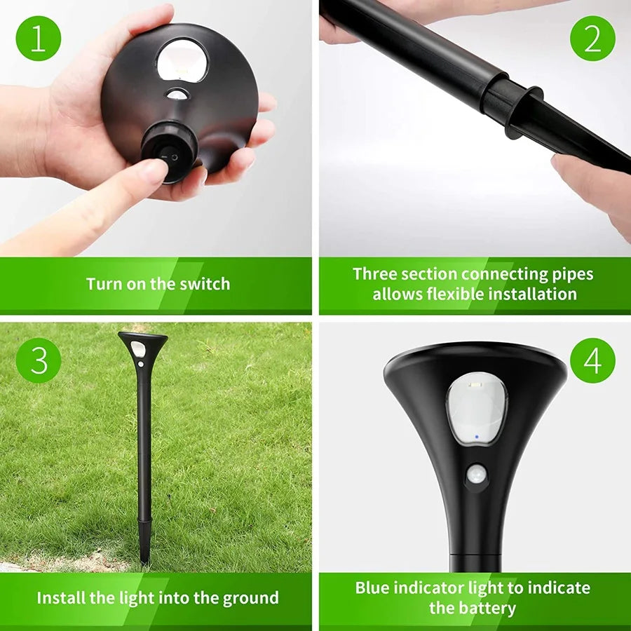 Solar Outdoor Lights Sensor Pathway LED Lamp Waterproof Landscape Zpaxo