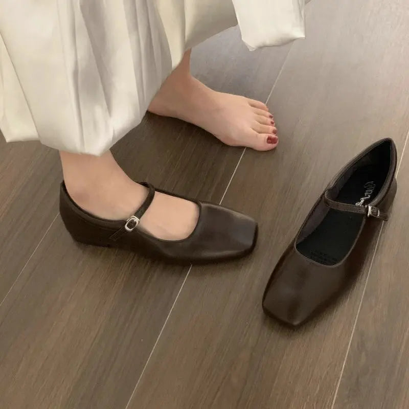 Flat Shoes for Women's Mary Jane Shoes Autumn Winter New French Retro Loafers Women's Shoes Ladies Plus Size 41 42 43 Zpaxo