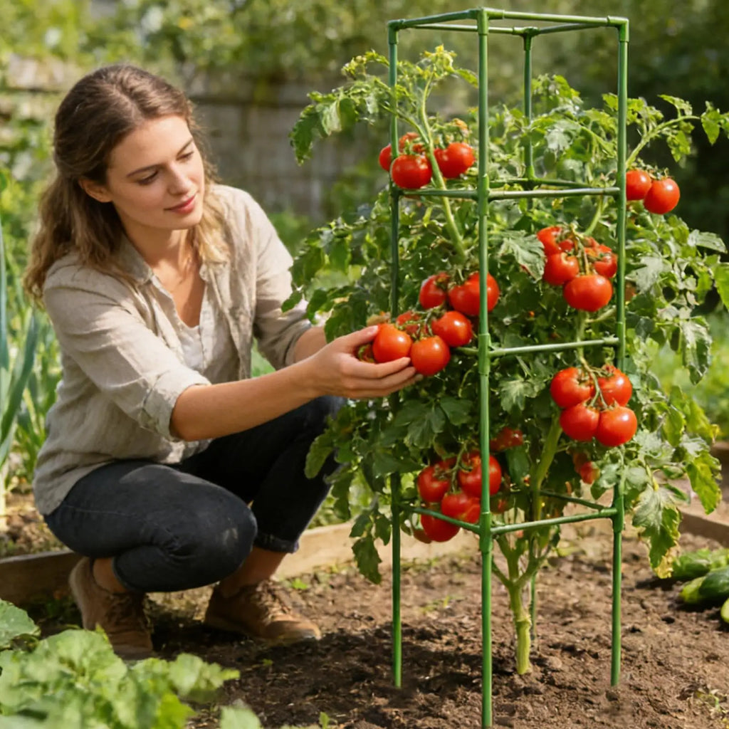 Tomato Cage 64 Inch Square Heavy Duty Stakes Cucumber Trellis Plant Cage Support for Climbing Vine Flower Vegetable Fruit Indoor Zpaxo