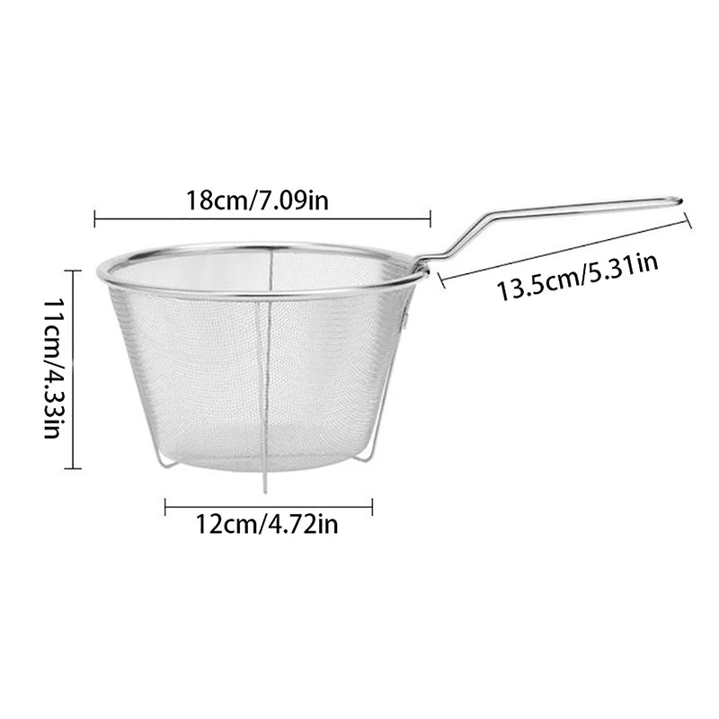 Stainless Steel Deep Fry Basket Kitchen Round Fryer Wire Mesh Handle Zpaxo 18cm