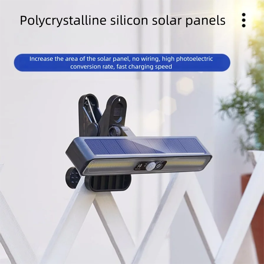 Solar Panel Clip Lamp Waterproof Outdoor Lighting Courtyard Garden