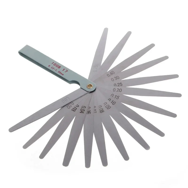 17-Blade Metric Feeler Gauge 0.02–1mm | Engine Valve Gap Tool Feeler Gauge Tool Zpaxo