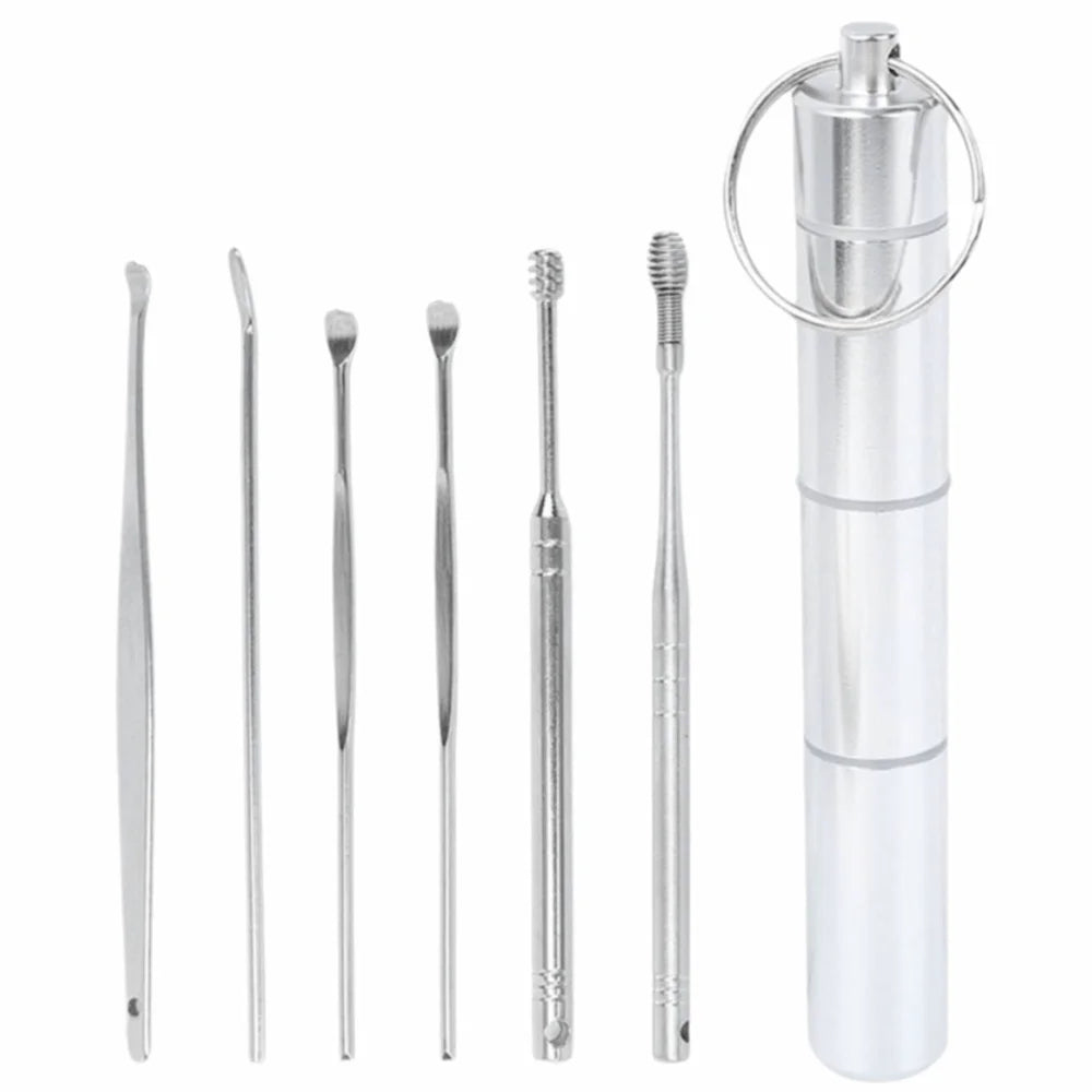Stainless Steel Ear Wax Pickers Spiral Head Smooth Polished Earwax Zpaxo Silver