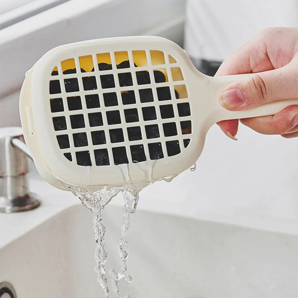 1 Vegetable Washing Basket Lid Handle Kitchen Colander Draining