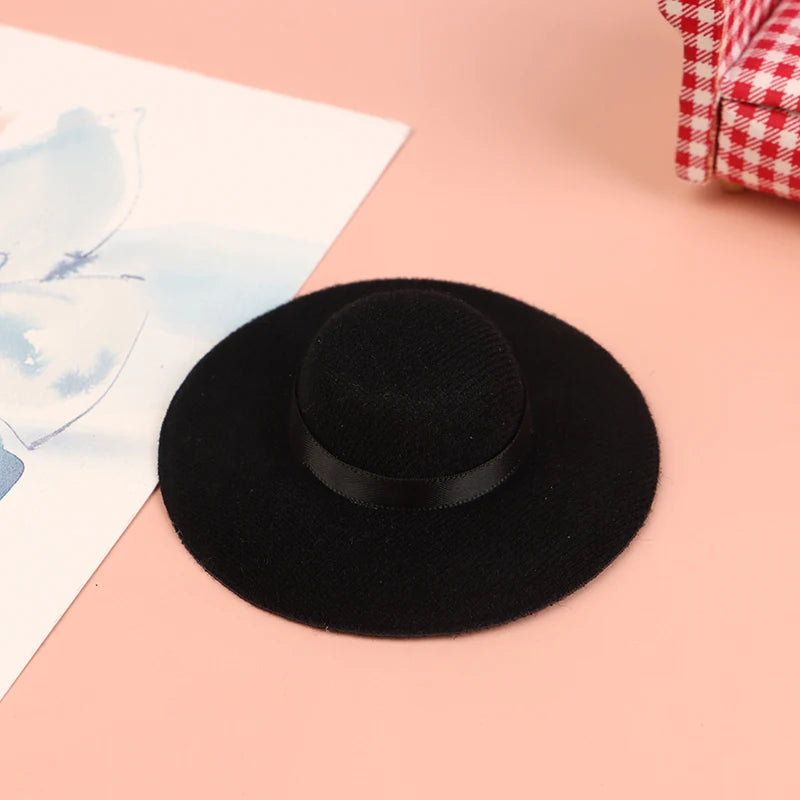 ▶1PCS Miniature Doll Top Hat Craft Hats Mini Dollhouse DIY ToysFit for 11.5"-12"(30cm) Doll Clothes Accessories Zpaxo Black