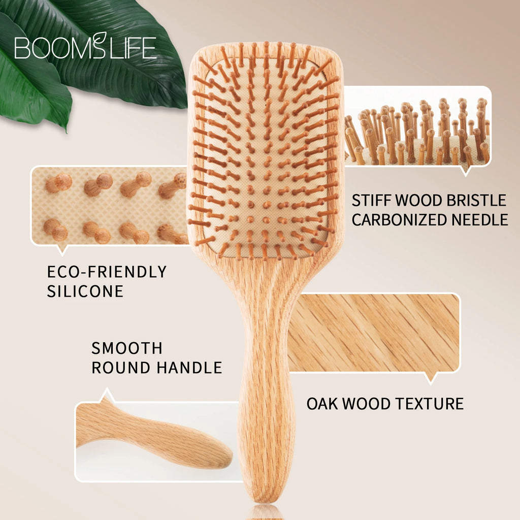 Profesional Hair Brush Women Wooden Hair Comb Healthy Cushion Massage Scalp Brush Paddle Hairbrush Wide Tooth Comb Hair Care Zpaxo