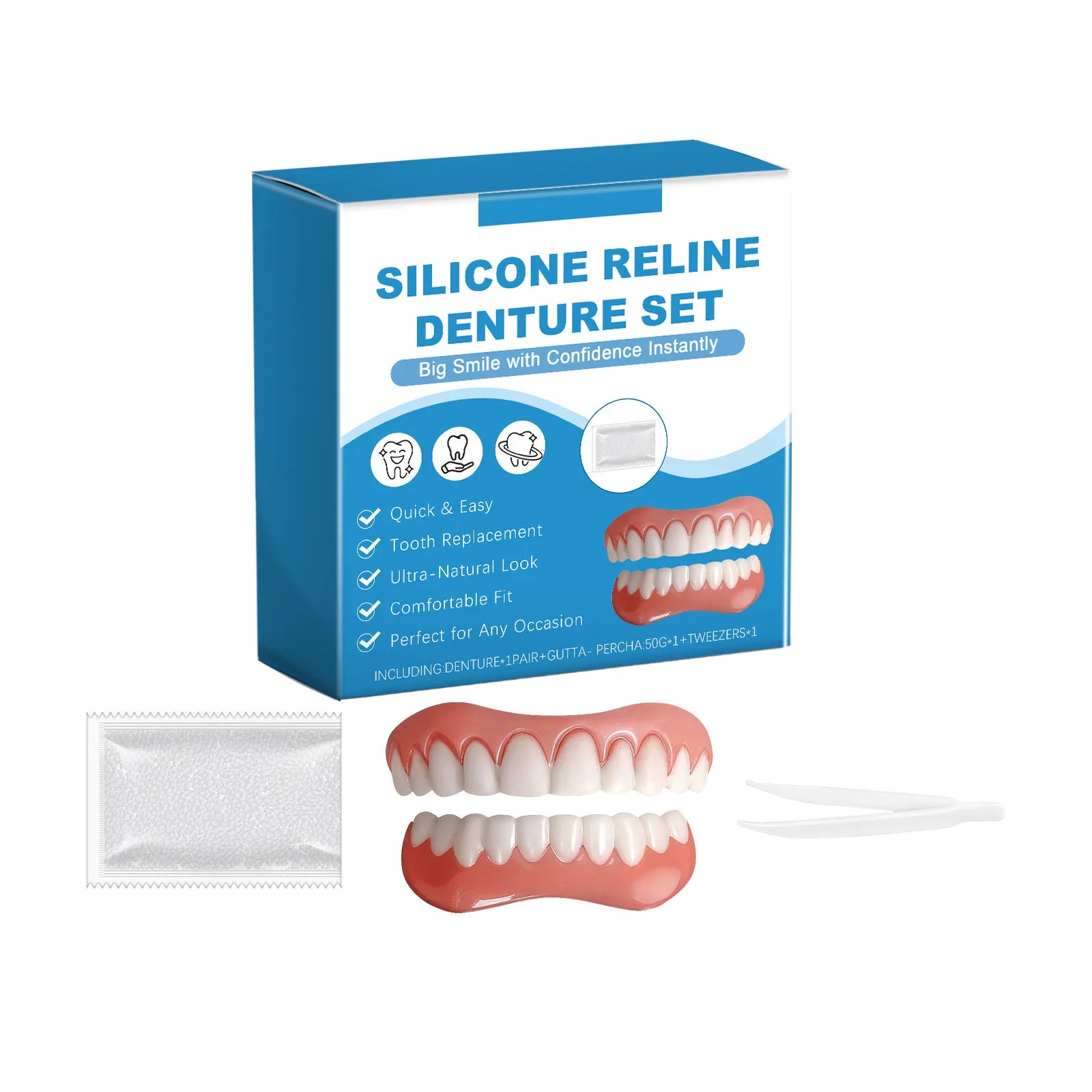 Silicone Reline Denture Kit – Fake Teeth Repair Set Denture Repair Kit Zpaxo 1set Boxed