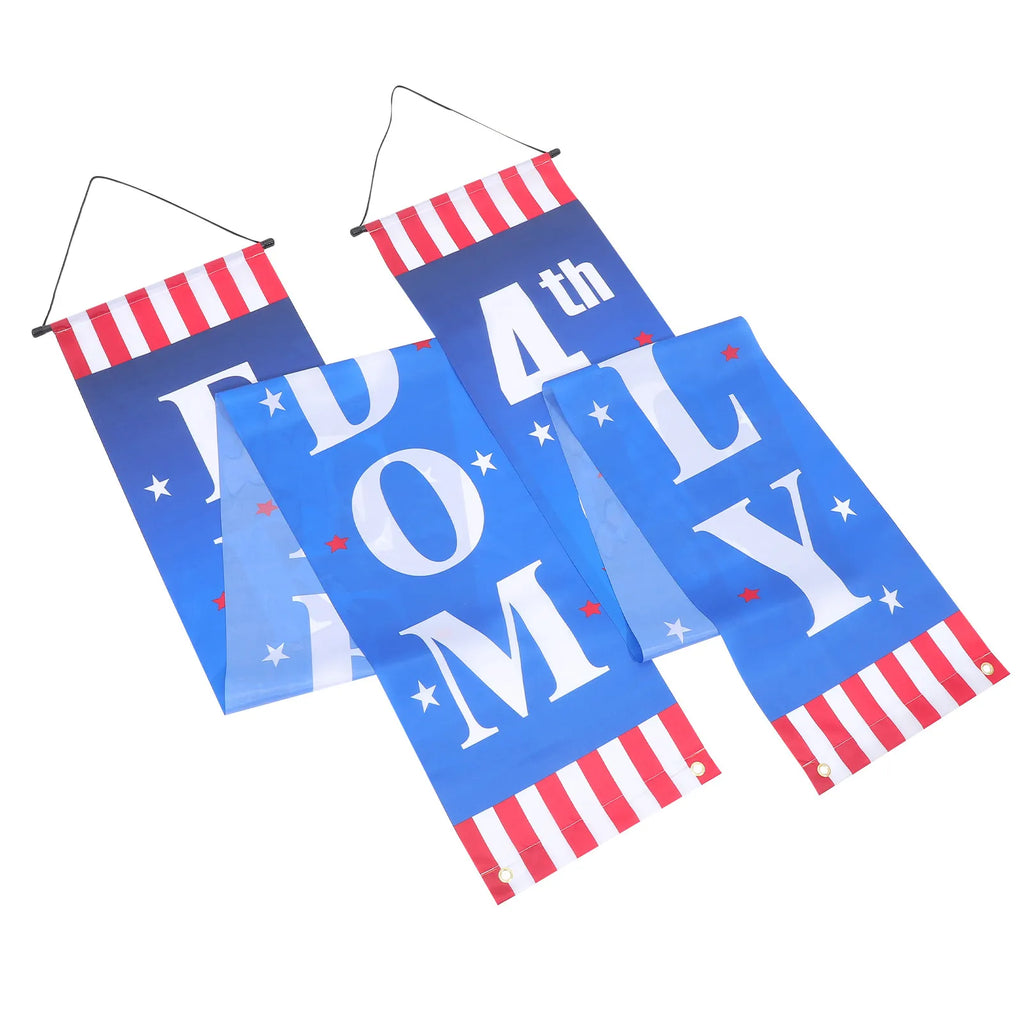1Pair Independence Day Door Couplets Hanging Banner Patriotic Porch
