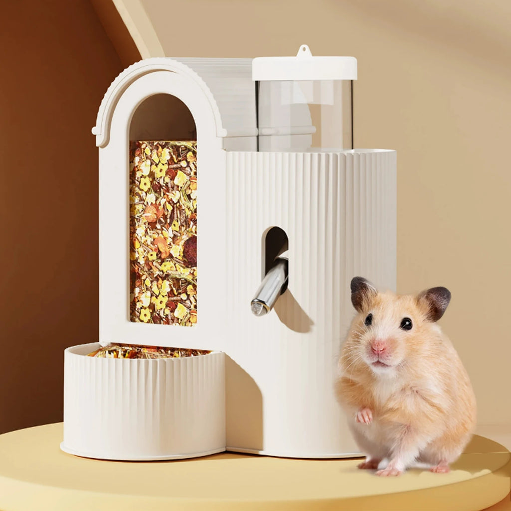 2-in-1 Automatic Bunny Feeder Leak-resistant Hamster Waterer Small