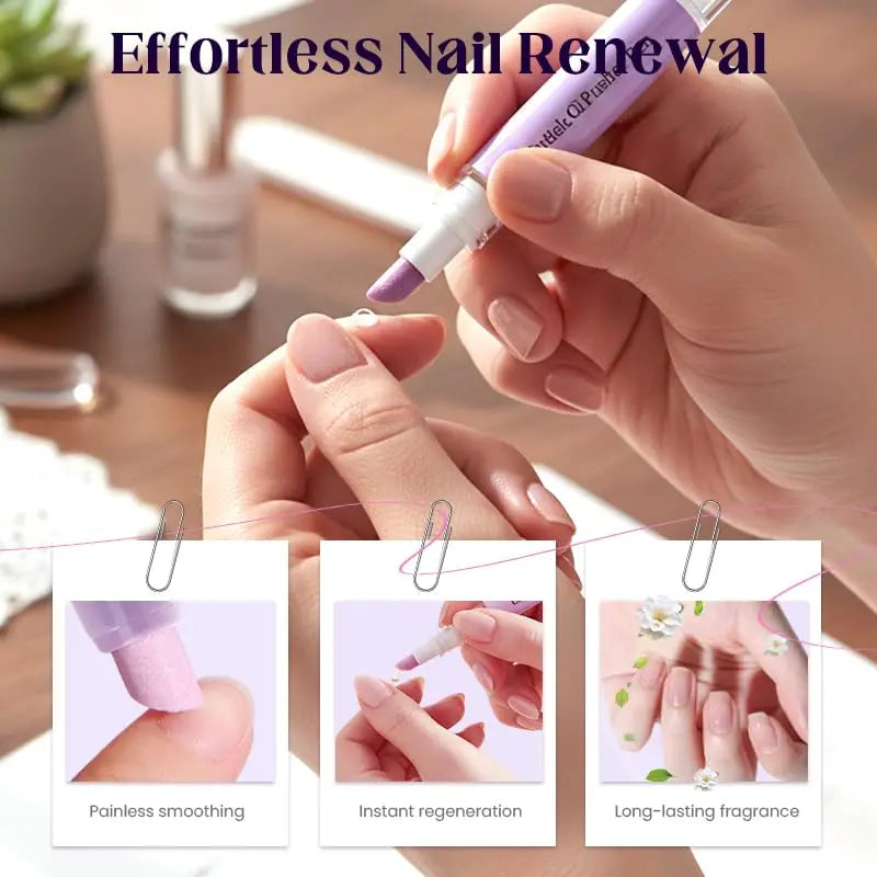 2-in-1 Cuticle Oil Pusher Pen | Lavender Nail Care Tool Cuticle Oil Pen Zpaxo