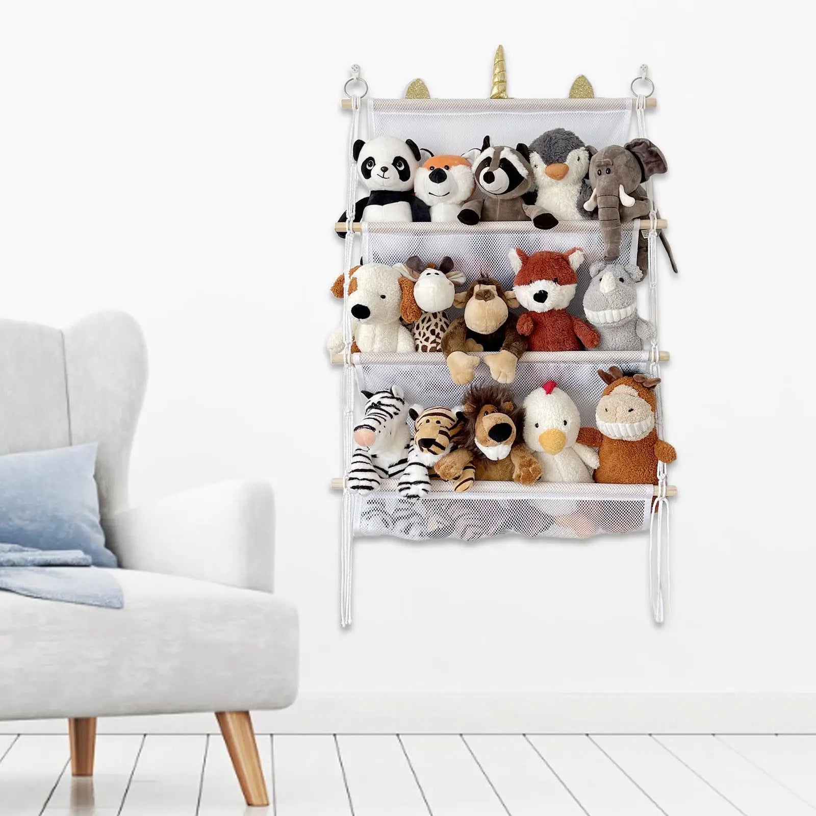 Wall Hanging Toy Organizer Home Decor Easy Hang Book Doll Storage Zpaxo
