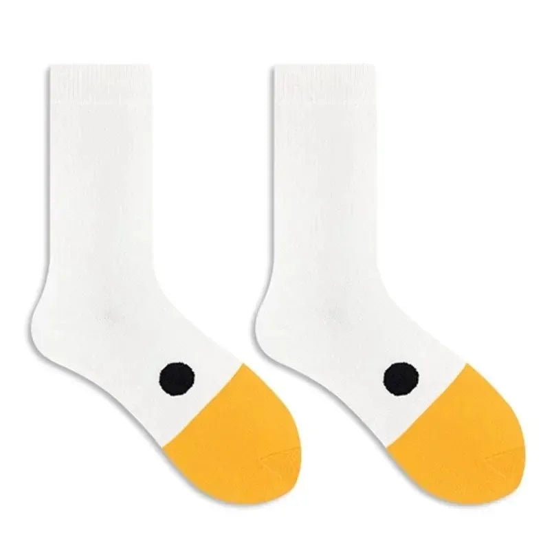 Funny Crazy Goose Head Sport Cotton Sock Creative Happy Animal Casual Socks Women Men Universal Zpaxo WHITE One Size
