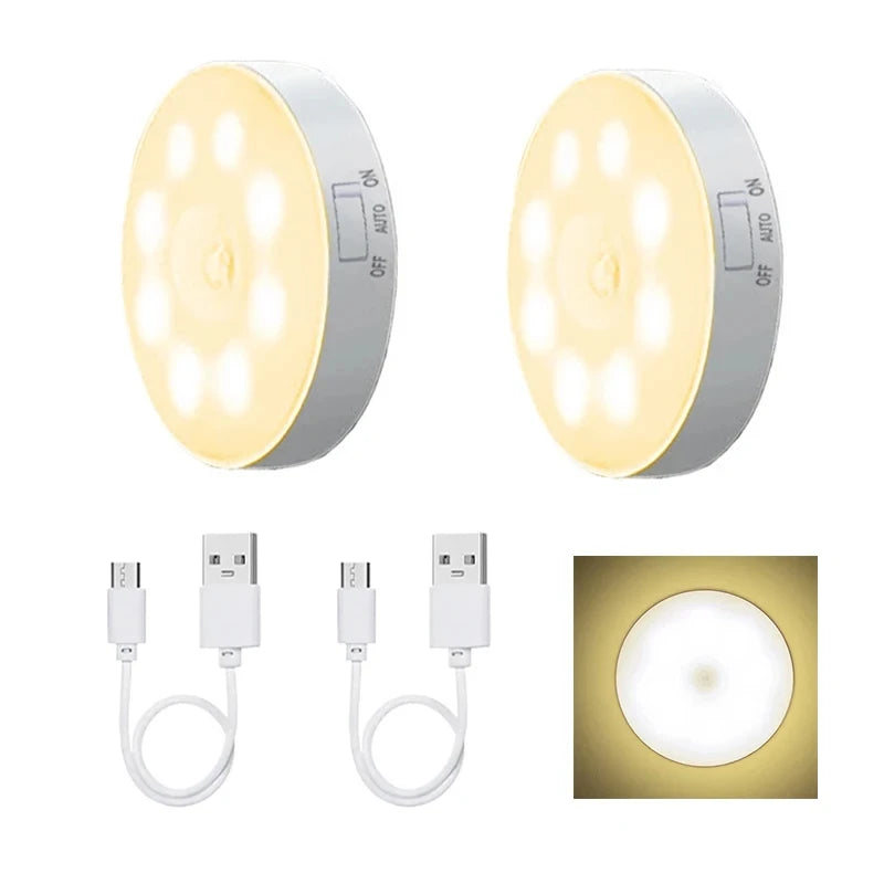 Motion Sensor LED Night Light USB Rechargeable – 3 Pack Motion Sensor Night Light Zpaxo Warm lamp-2PCS