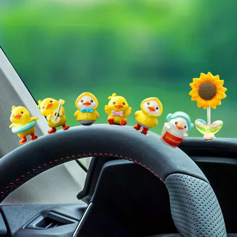 Cartoon Yellow Duck Resin Car Dashboard Ornament Decor