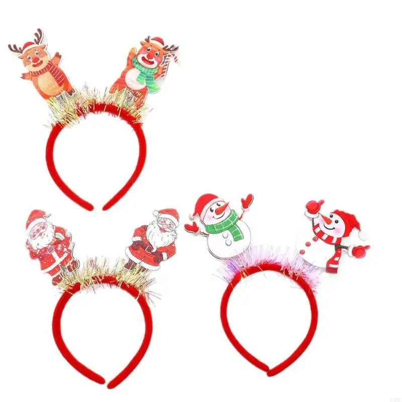 Christmas Party Headband Elastic Santa Snowman Deer Plastic Hair