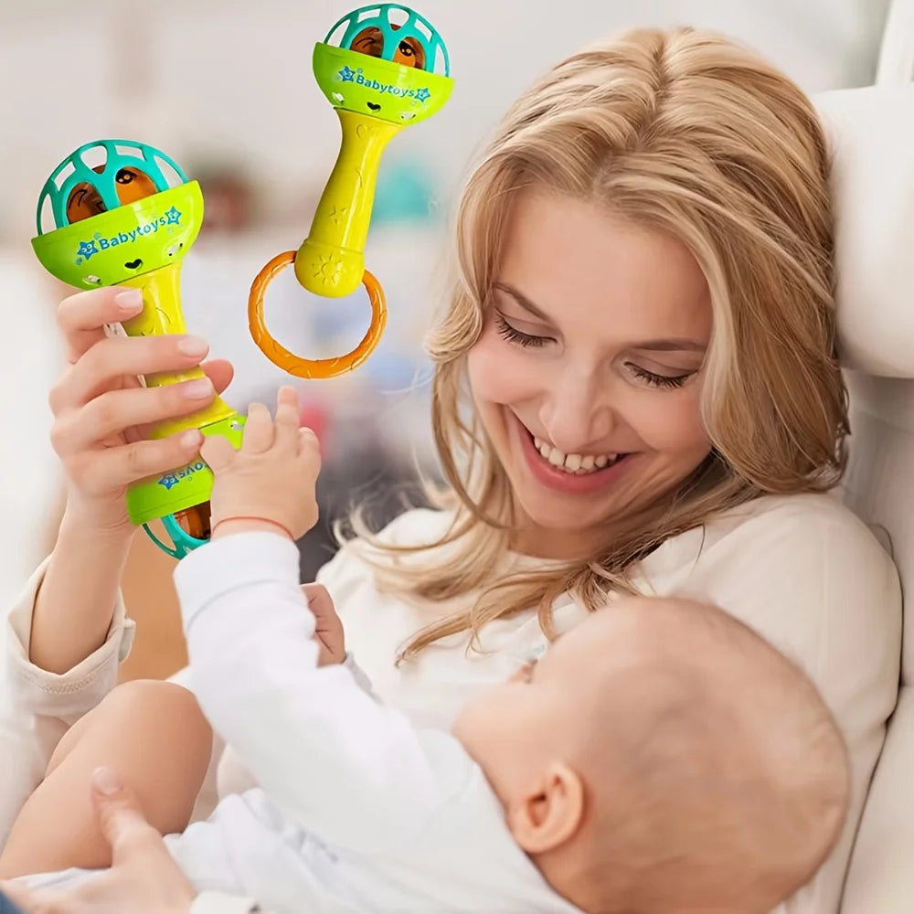 Colorful Hand-cranked Bell Ball Toy Infants Young Children Safe ABS