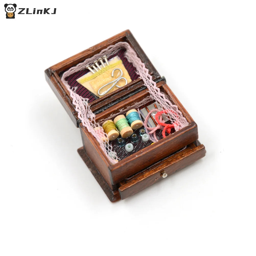▶Vintage Sewing Needlework Needle Kit Box 1:12 Dollhouse Miniature Mini Decor Zpaxo