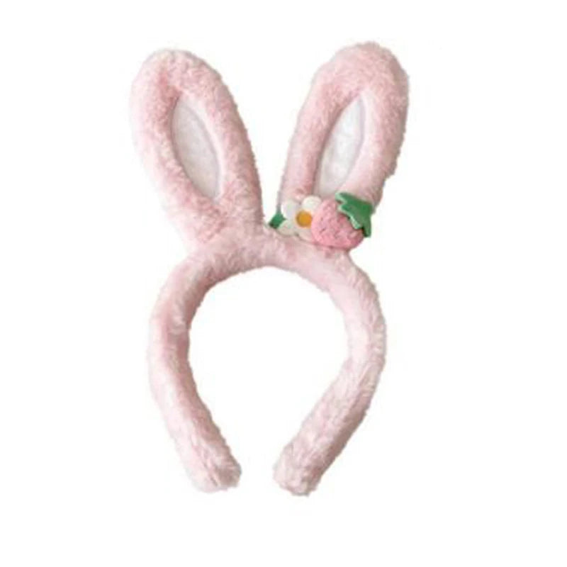 Rabbit Ear Headband Hat Strawberry Flower Bunny Hair Band Happy Zpaxo