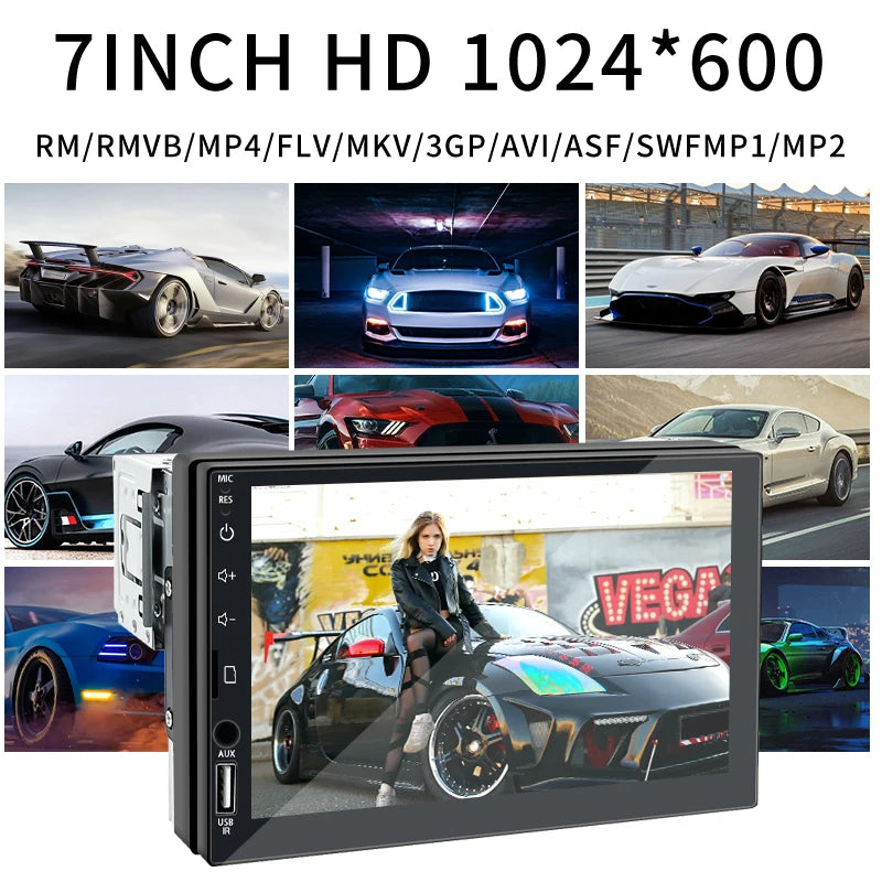 HIPPCRON 7-Inch Touchscreen 1 DIN Car MP5 Player Wireless AUX USB