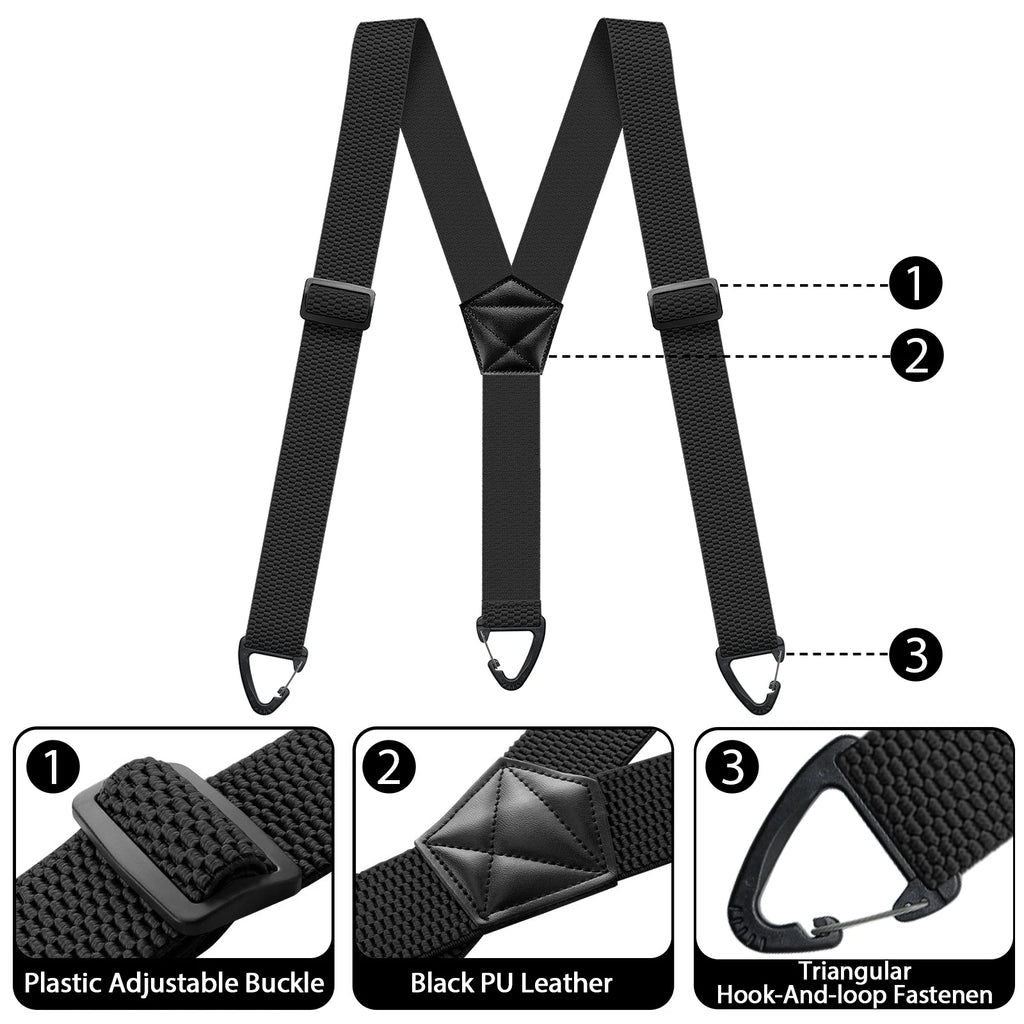 Hidden Suspenders for Men Heavy Duty Work Under Y Back Suspender Clothes 1.5 Inches with 3 Snap Loop Zpaxo
