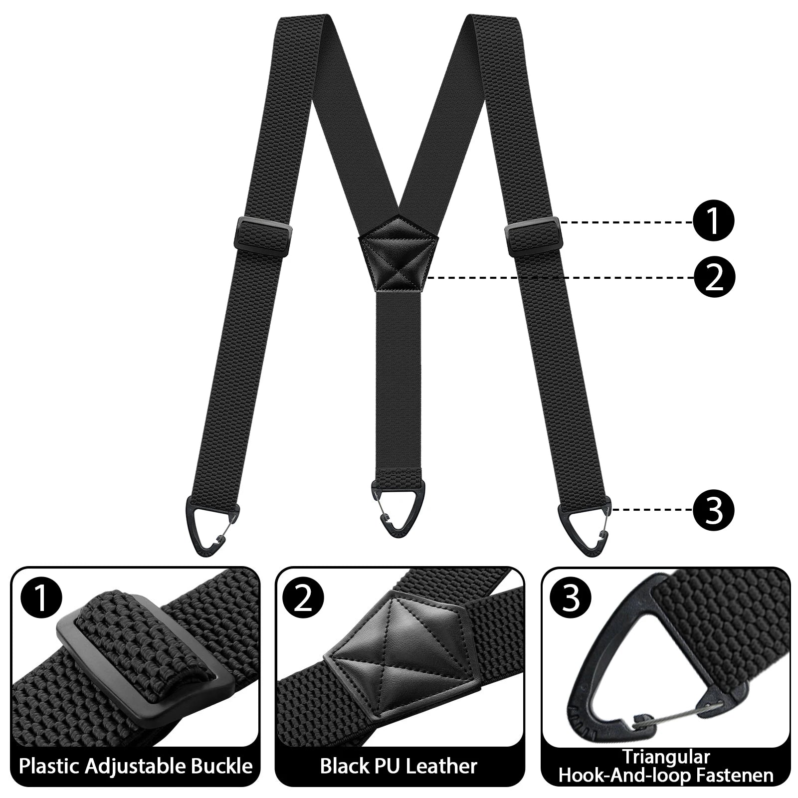 Hidden Suspenders for Men Heavy Duty Work Under Y Back Suspender Clothes 1.5 Inches with 3 Snap Loop Zpaxo