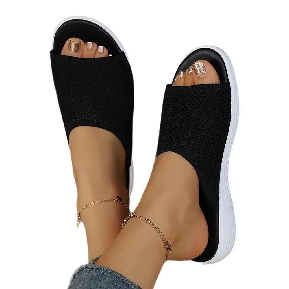 Sandals Women Elastic Force Summer Shoes Flat Casual Indoor Outdoor