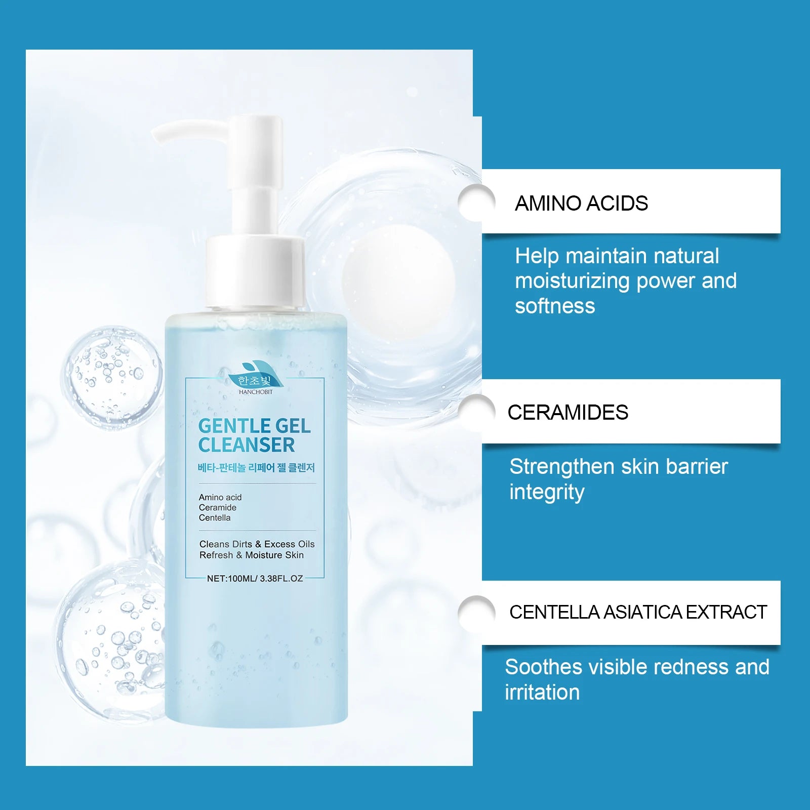 Beta-Panthenol Gel Cleanser: Gentle Cleansing, Leaves Skin Soft and Tender – Transparent Gel, Refreshing Facial Cleanser Zpaxo