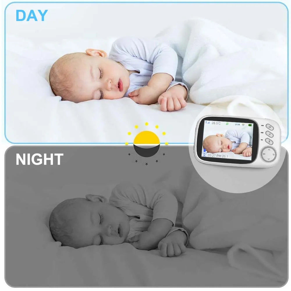 3 5'' Video Baby Monitor Mother Kids Two-way Audio Night Vision Zpaxo