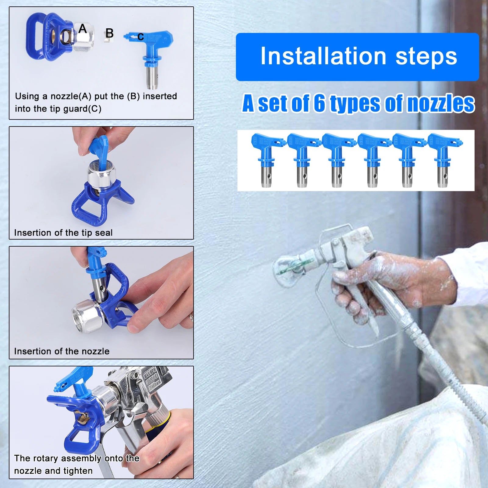 Airless Paint Nozzles Reversible Spraying Machine Tips Sprayer Nozzle