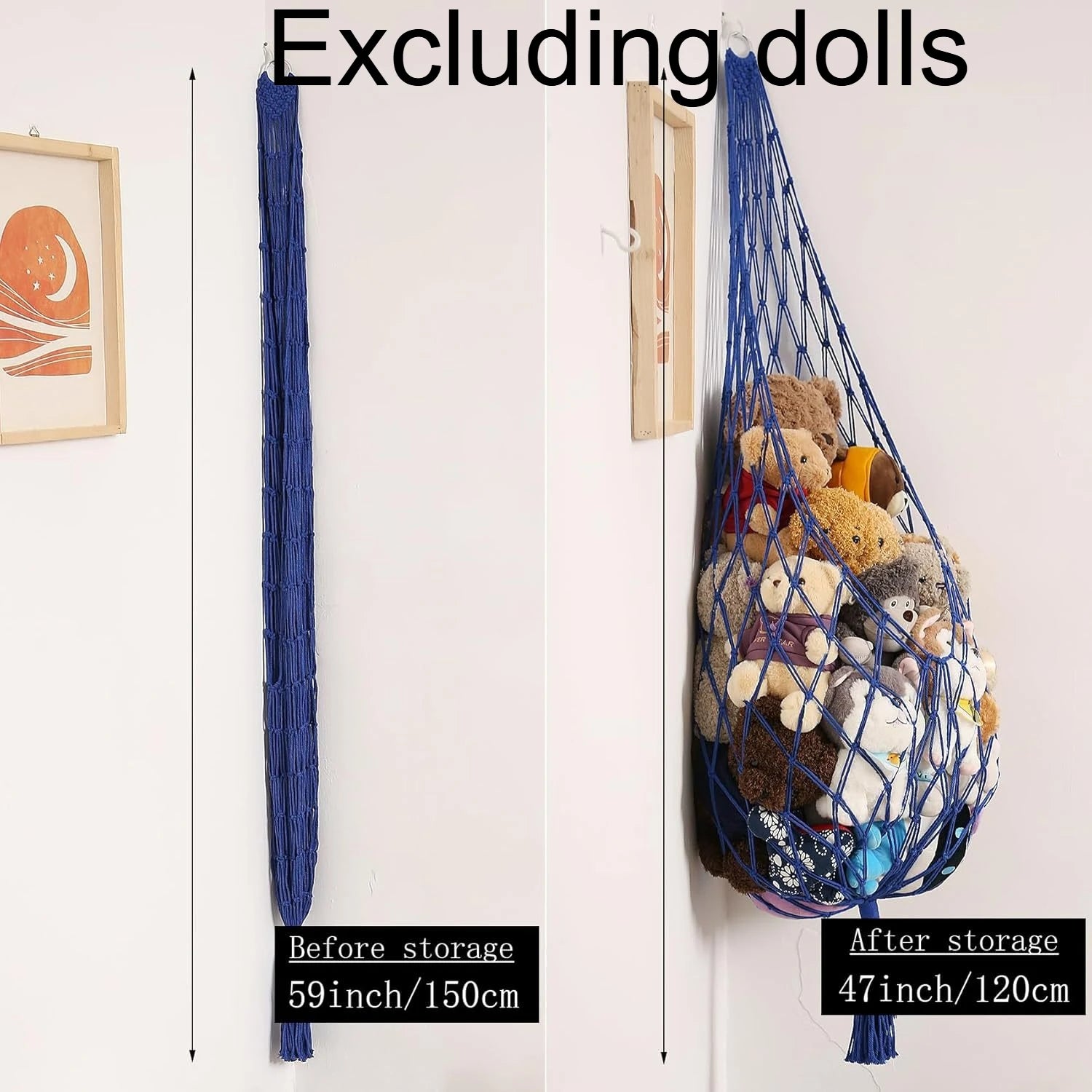 New hanging toy storage hammock Bohemian toy storage hand woven plush toy mesh bag Zpaxo