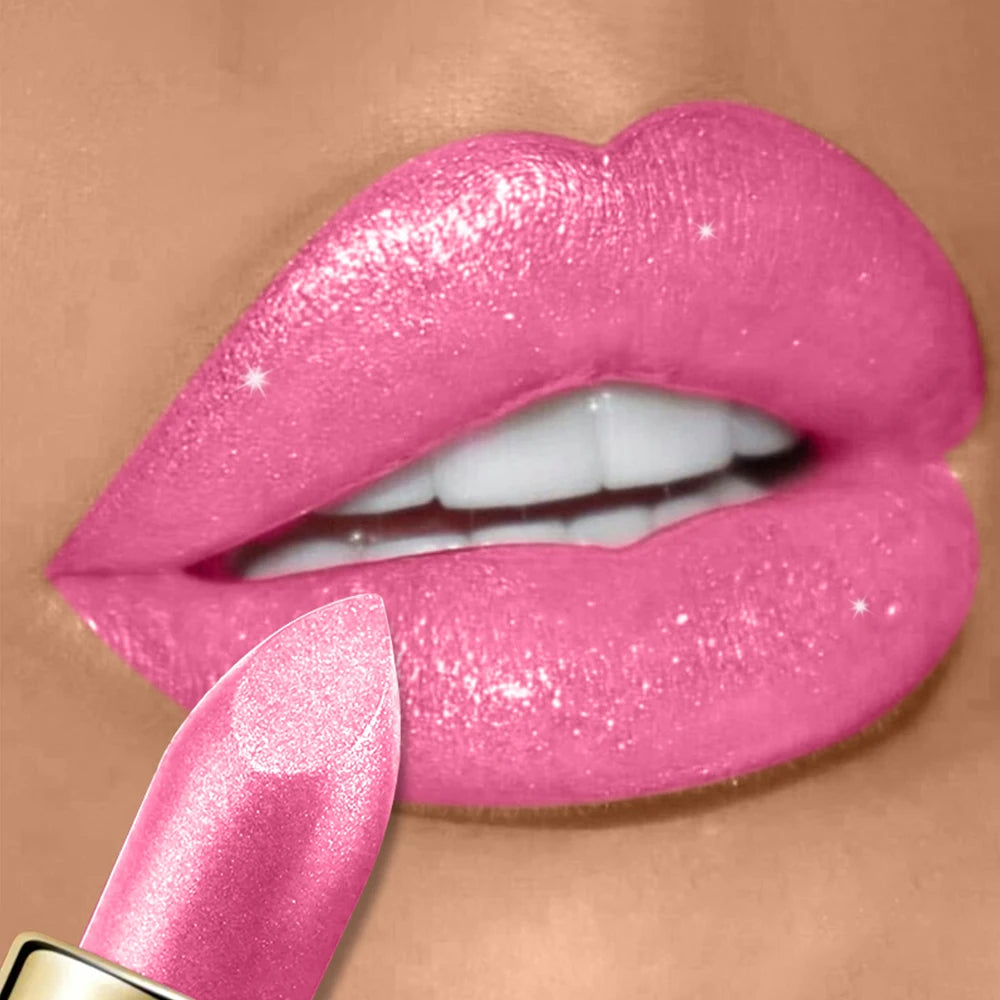 Pearlescent Glitter Lipstick Metallic Waterproof Long Lasting Matte Zpaxo 02