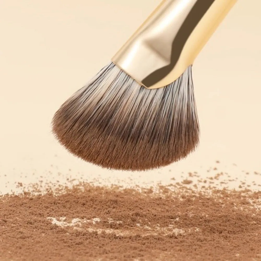 Professional Makeup Brushes Angled Triangle Gold Cosmetics Tools Kits Zpaxo