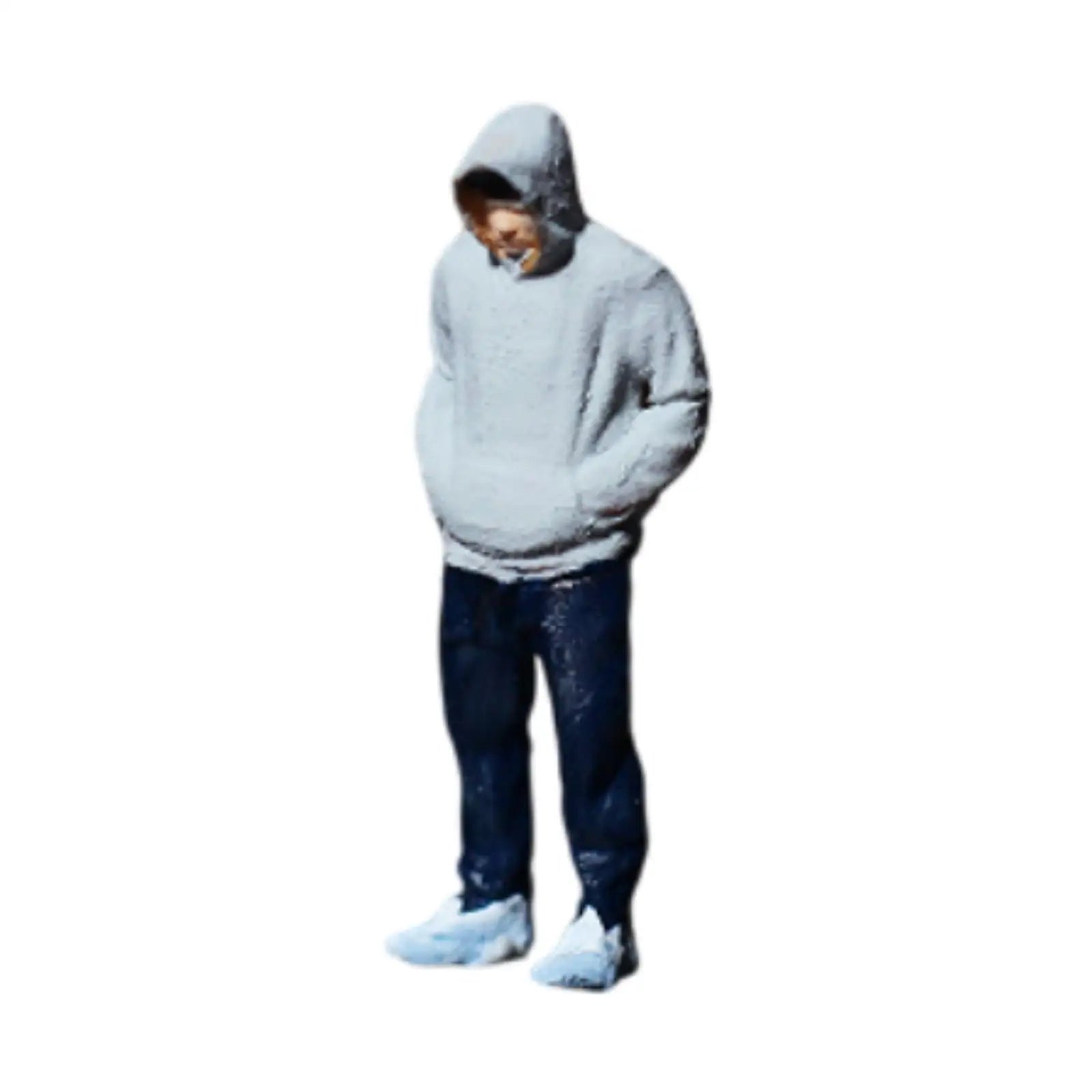 1/64 Scale Hand Painted Miniature People Figurines for Diorama Miniature Figurines Zpaxo Gray Sweatshirt Men