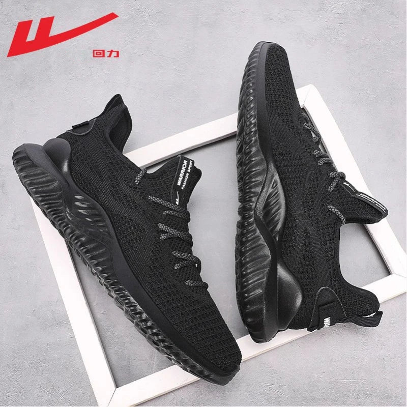 Men's All Black Running Shoes Breathable Knit Sneakers Lightweight Zpaxo