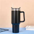 40oz 304 Stainless Steel Insulated Water Bottle,Thermal Coffee Car Cup, Cold Hot Mugs Vacuum Flask With Handle Straw,For Sport Zpaxo Black 1200ML