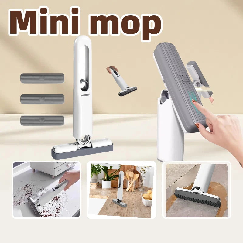 Handheld Mop Multifunctional Small Desktop Mop Handheld Hands-free Washing Sponge Kitchen Hands Free Sponge Absorbs Water Mop Zpaxo