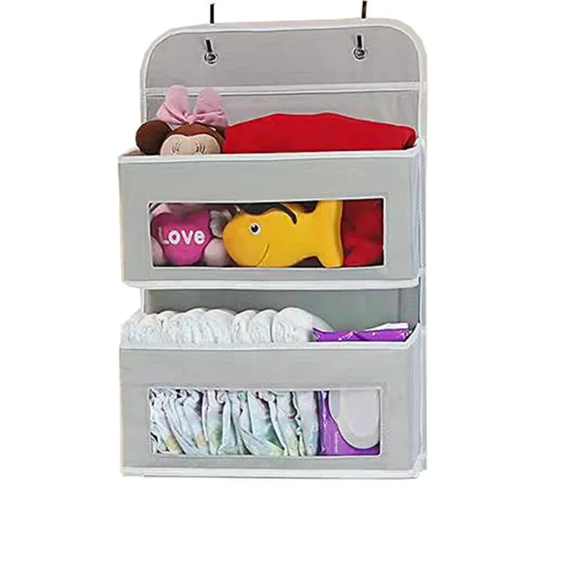 5/4/2-Shelf Hanging Storage Organizer - Behind Door, Anti-Tilt, 5 Large Capacity Pockets, Suitable for Bedroom, Bathroom Zpaxo 2 grids grey