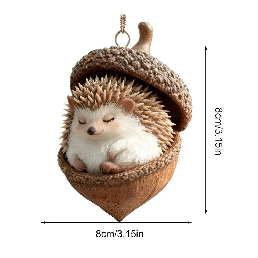 Christmas Tree Acorn Ornaments 2D Acrylic Sleeping Animal Pendant Zpaxo C
