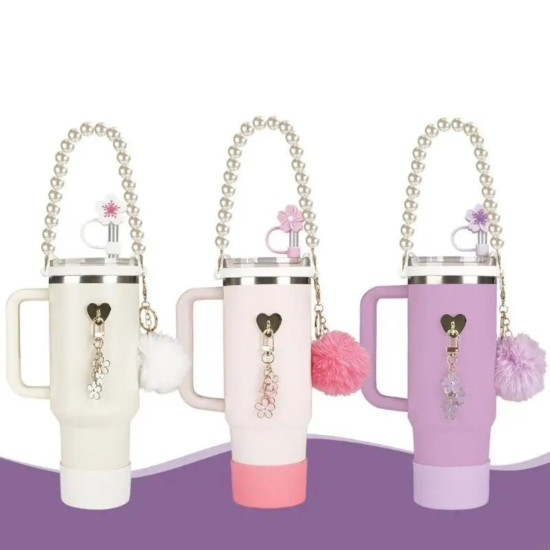 Silicone Water Bottle Boot Handle Cup Pendants Sleeve Accessory Straw
